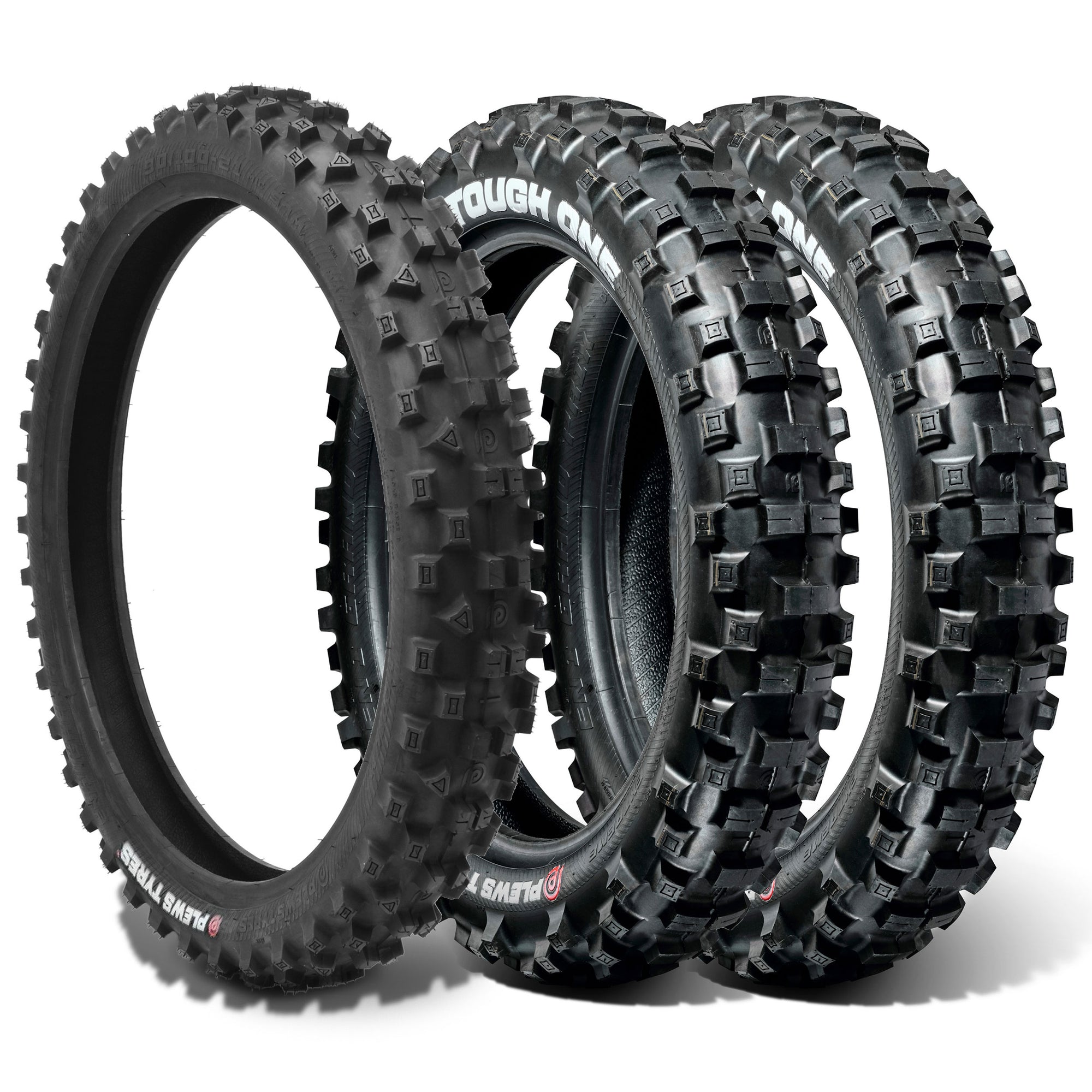 Plews-Reifen | TOUGH ONE Enduro 3-teiliges Set | Zwei EN1 THE TOUGH ONE Hinterreifen und ein EN1 GRAND PRIX Vorderreifen-Enduro-Reifenpaket