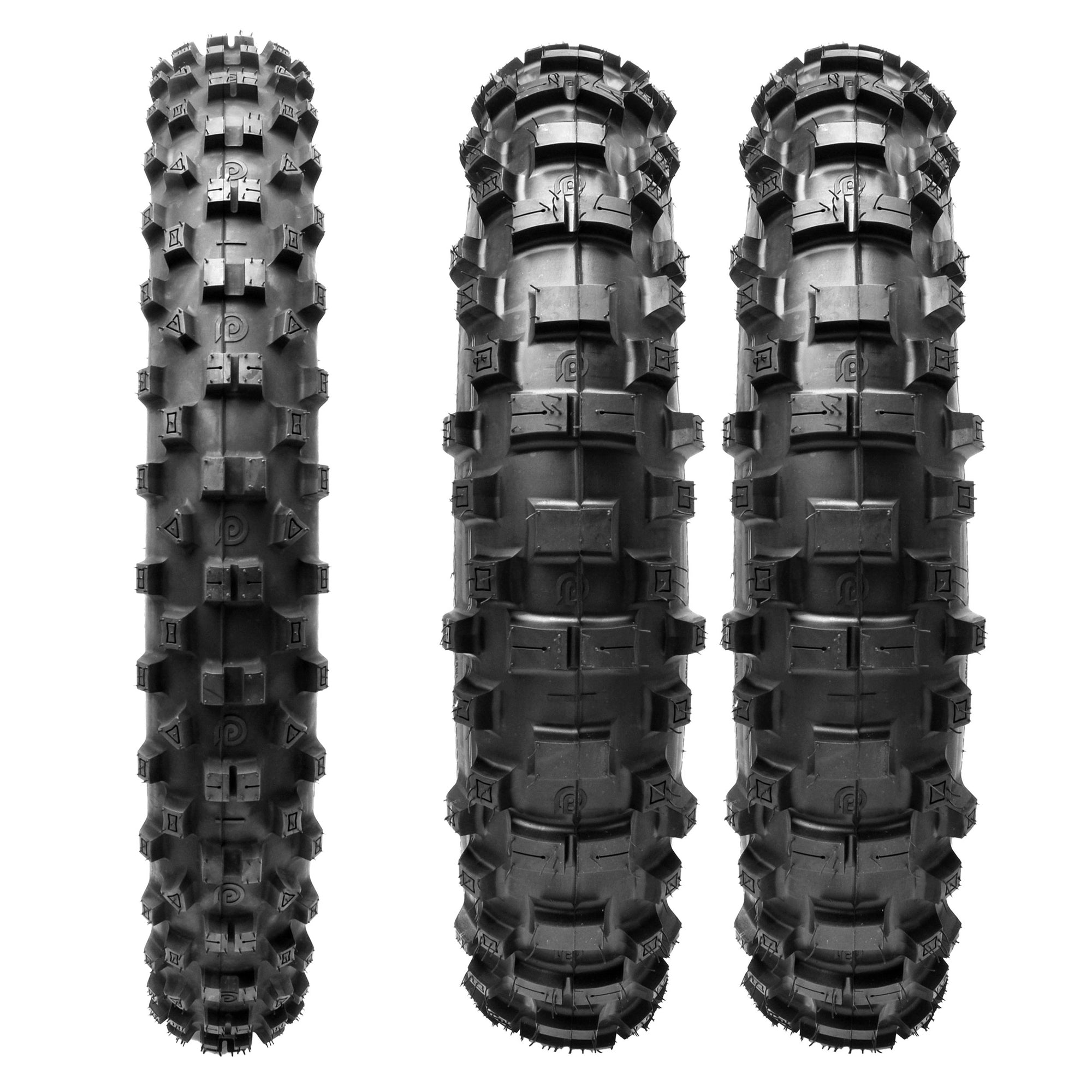 Plews-Reifen | TOUGH ONE Enduro 3-teiliges Set | Zwei EN1 THE TOUGH ONE Hinterreifen und ein EN1 GRAND PRIX Vorderreifen-Enduro-Reifenpaket