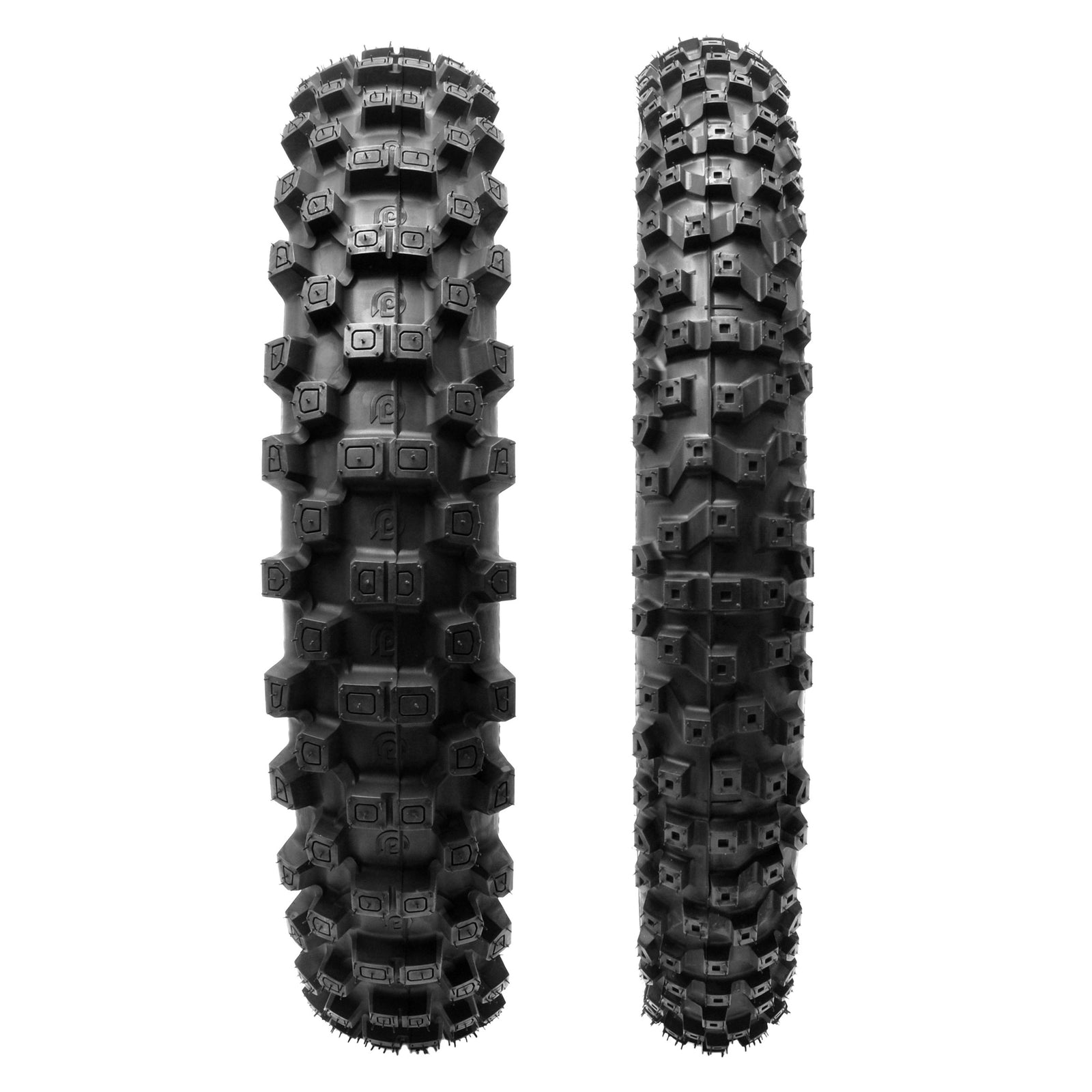 Two off-road dirt bike tires with 'FOXHILLS GP' branding on a white background
