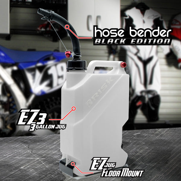 EZ3 3 gallon utility jug shown with black hose bender and floor mount